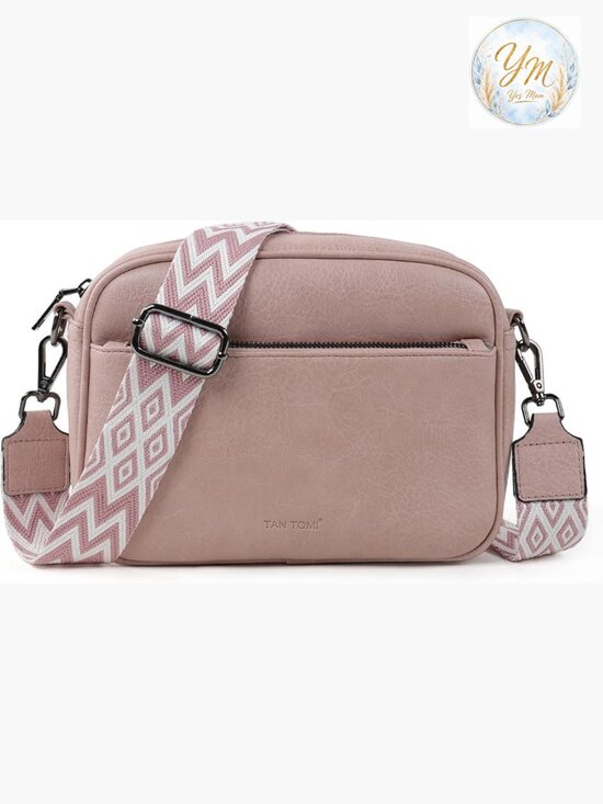 Handbags - Small Vegan Leather Crossbody Bag with Adjustable Strap, Travel Handbag